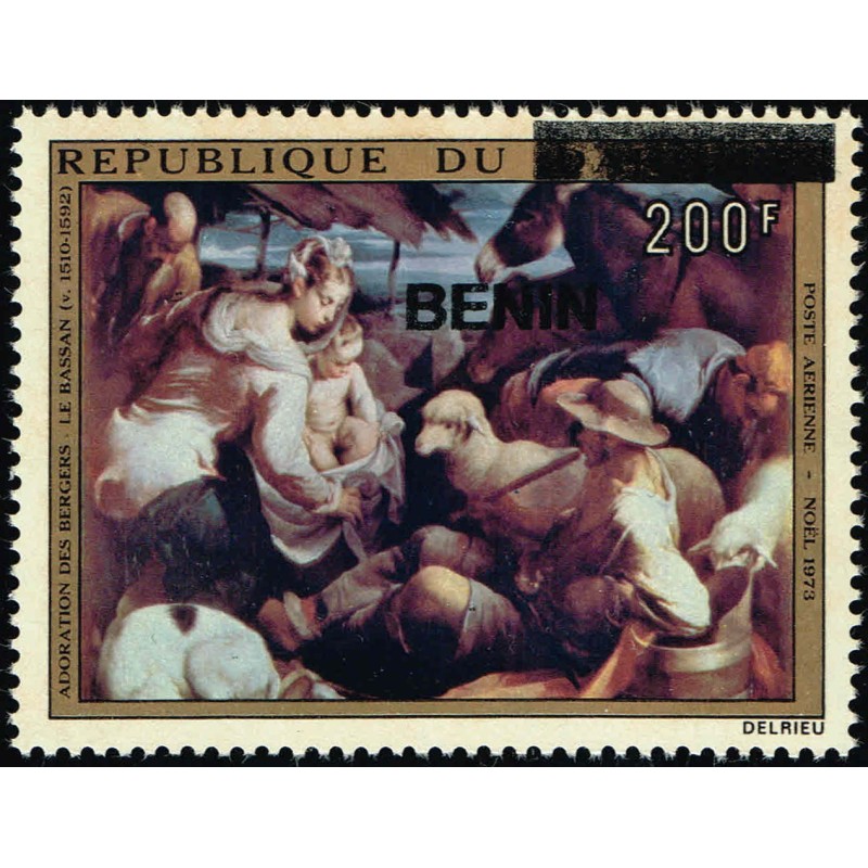 Bénin 2009 - Mi 1536 - surcharge locale - Adoration des bergers par Le Bassan ** - cote 40 €