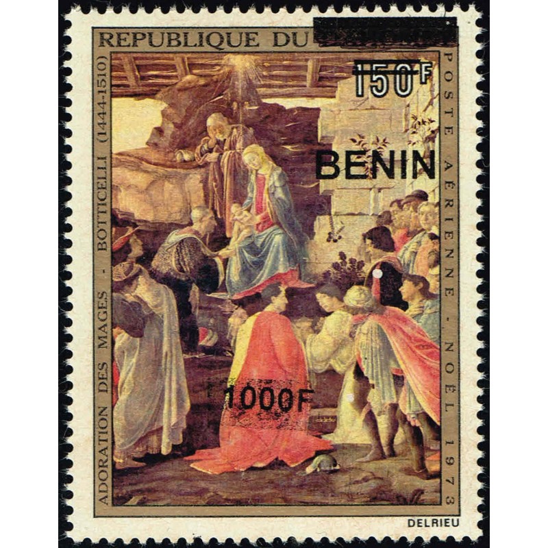 Bénin 2009 - Mi 1626 - surcharge locale 1000 f - adoration des mages par Botticelli ** - cote 50 €