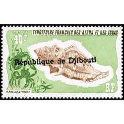 Djibouti 1977 - Mi I 195 - local overprint - seashell - MNH - CV 100 €