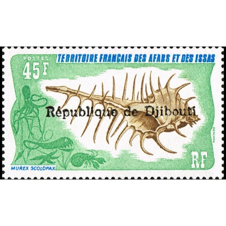 Djibouti 1977 - Mi K 195 - local overprint - seashell - MNH - CV 50 €