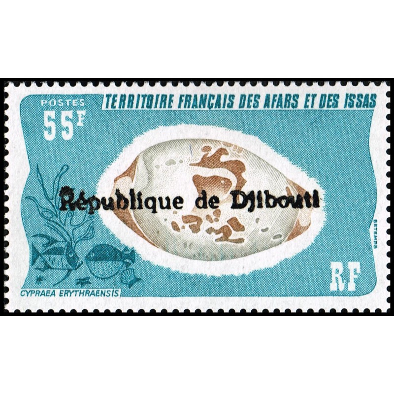 Djibouti 1977 - Mi L 195 - surcharge locale - coquillage ** cote 100 €