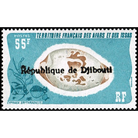 Djibouti 1977 - Mi L 195 - local overprint - seashell - MNH - CV 100 €