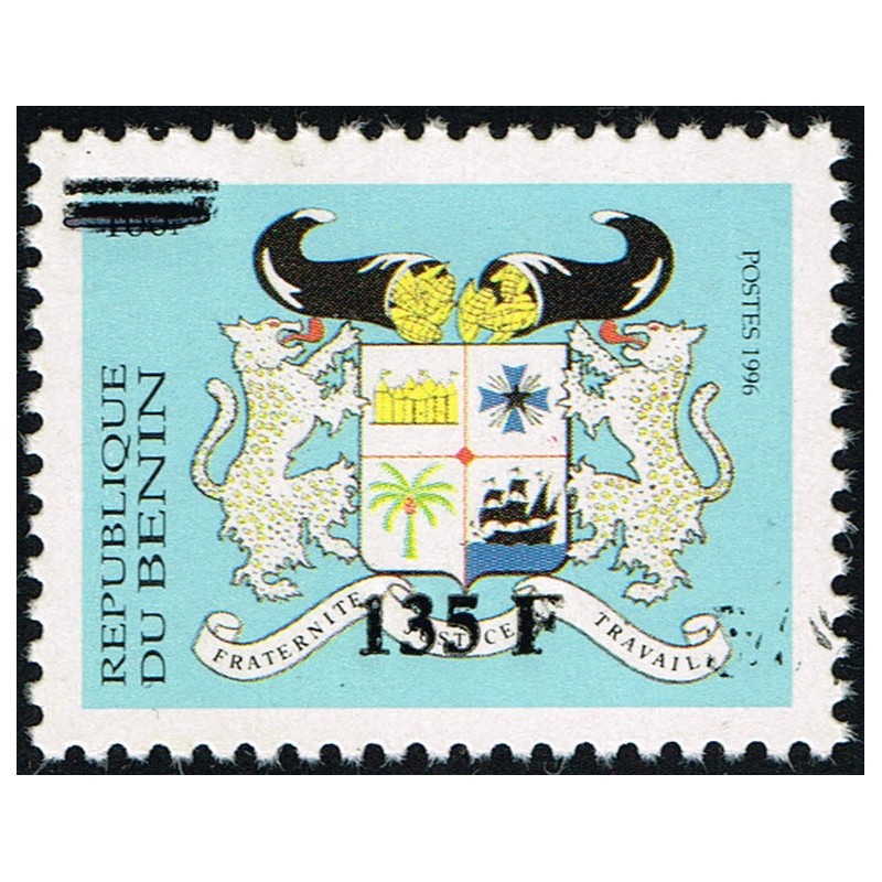 Benin 1997 - Mi 1113 - local overprint 135 f (type II) - Coat of arms - MNH - CV 60 €