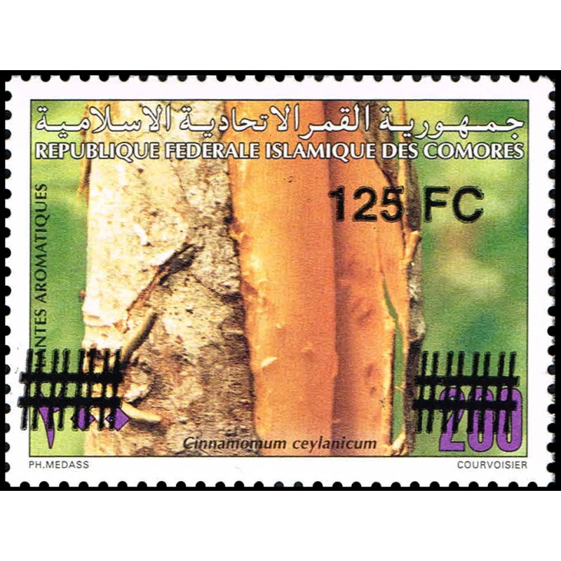 Comores 2001 - Mi 1780 - plantes aromatiques cannelle - surchargé 125 fc **