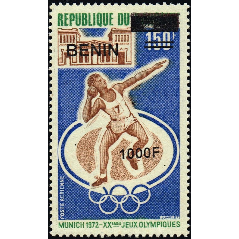 Bénin 2009 - Mi 1625 - surcharge locale 1000 f - Jeux Olympiques Munich poids ** - cote 450 €