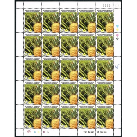 Cameroon 1998 - Mi 1226 - Pineapple, denomination 100 f - MNH - COMPLETE SHEET