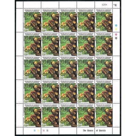 Cameroon 1998 - Mi 1231 - Coffee beans, denomination 250 f - MNH - COMPLETE SHEET