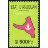 1999 - ETAT d'ANJOUAN - Carte et drapeau d'Anjouan - timbre fiscal 2500 Fc - RR **