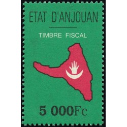 1999 - Independent State of ANJOUAN - Map and flag of the island - revenue stamp 5000 Fc - MNH