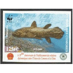 Mi 1798 - Coopération Comores-Chine : poisson coelacanthe WWF - 125 fc ** NON DENTELE