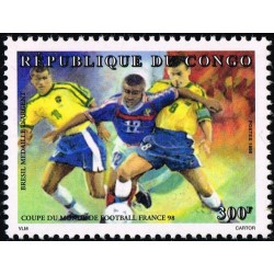 Congo 1998 - Mi 1593 - Soccer World Cup France 98 - France vs Brazil - MNH