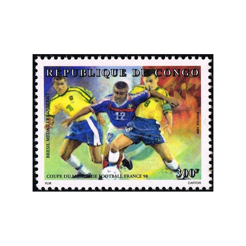 Congo 1998 - Mi 1593 - Soccer World Cup France 98 - France vs Brazil - MNH