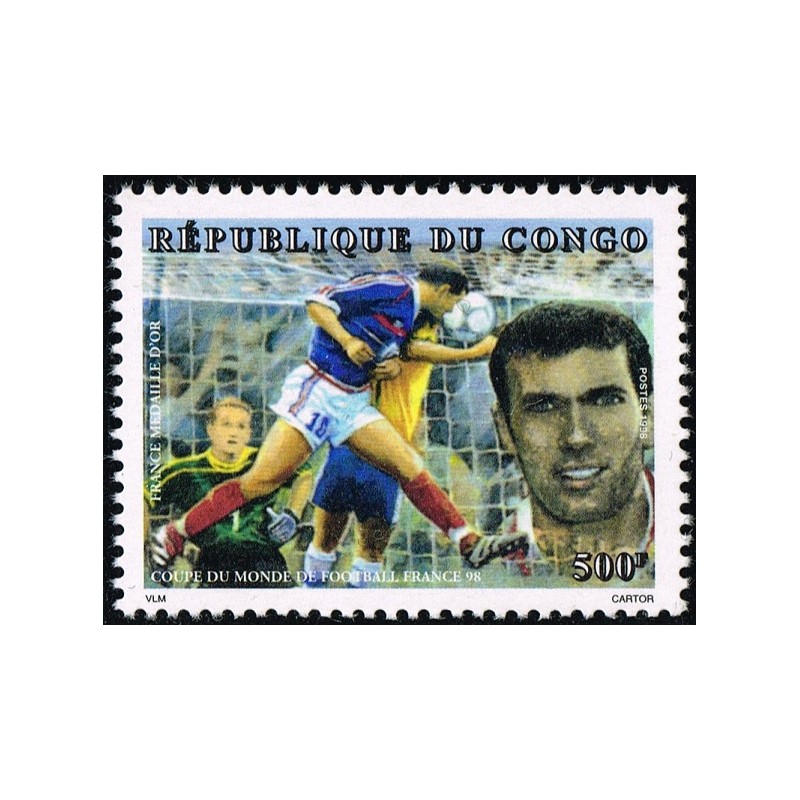 Congo 1998 - Mi 1594 - coupe du monde de football France 98 - Z. Zidane **