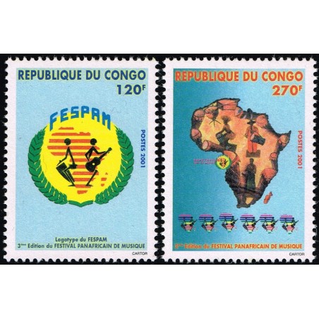 Congo 2001 - Mi 1737 1738 - Pan-African Festival of Music - 2 st. - MNH