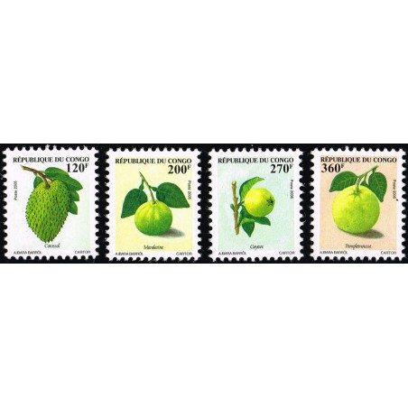 Congo 2005 - Mi 1771 to 1774 - Congo fruits: custard apple, tangerine, guava, grapefruit - MNH