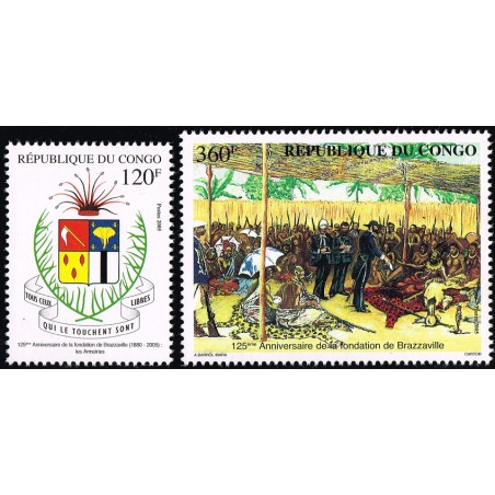 Congo 2005 - Mi 1776 1777 - 125th anniversary of the founding of Brazzaville - soldiers - elephant - 2 st. - MNH