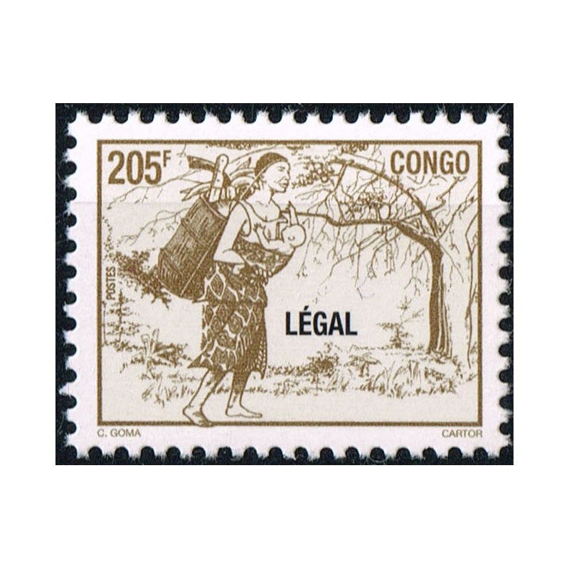 Congo 1998 - Mi 1566 - local overprint LEGAL - Mother carrying baby - 205 f brown - MNH