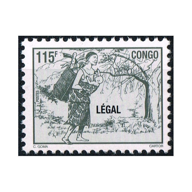 Congo 1998 - Mi 1565 - local overprint LEGAL - Mother carrying baby - 115 f dark gray - MNH