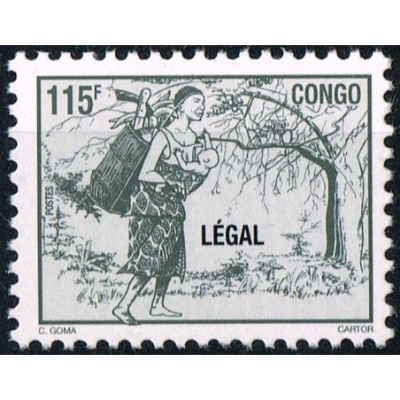 Congo 1998 - Mi 1565 - local overprint LEGAL - Mother carrying baby - 115 f dark gray - MNH