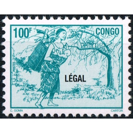 Congo 1998 - Mi 1564 - surcharge LEGAL - Femme à la hotte - 100 f vert-bleu **