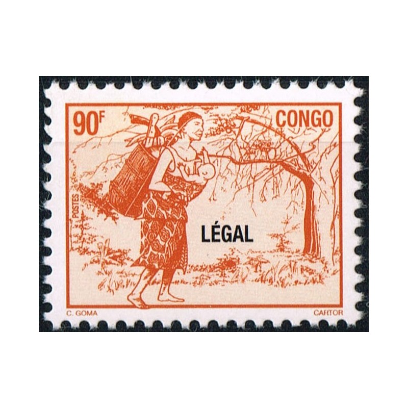 Congo 1998 - Mi 1563 - surcharge LEGAL - Femme à la hotte - 90 f orange **