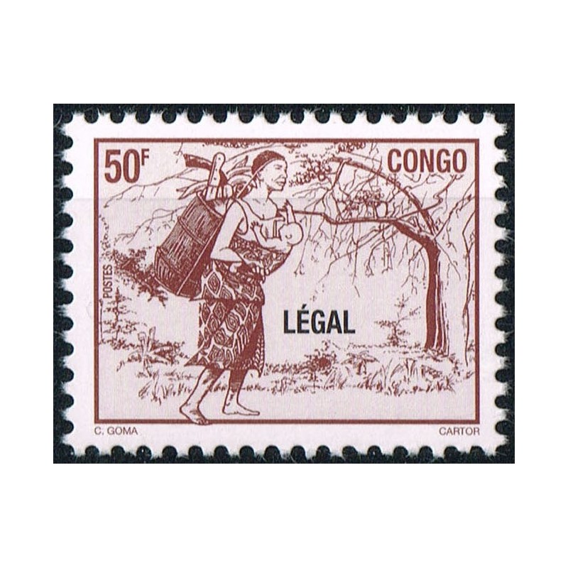 Congo 1998 - Mi 1562 - local overprint LEGAL - Mother carrying baby - 50 f violet brown - MNH