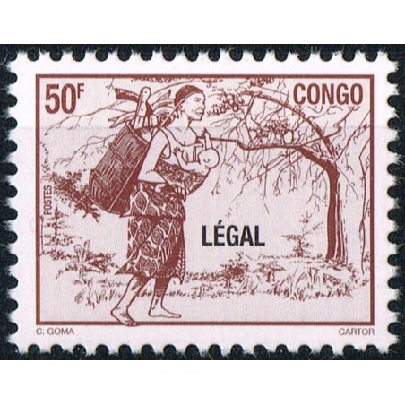 Congo 1998 - Mi 1562 - local overprint LEGAL - Mother carrying baby - 50 f violet brown - MNH