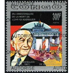 Congo 1998 - Mi 1535 - local overprint AUTORISE - K. Adenauer, Brandenburg gate - MNH