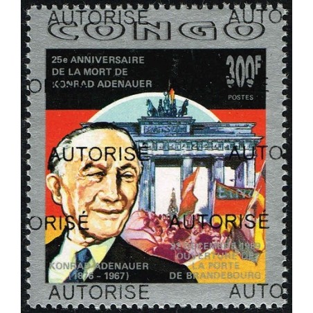 Congo 1998 - Mi 1535 - surcharge AUTORISE -  K. Adenauer, porte de Brandebourg **