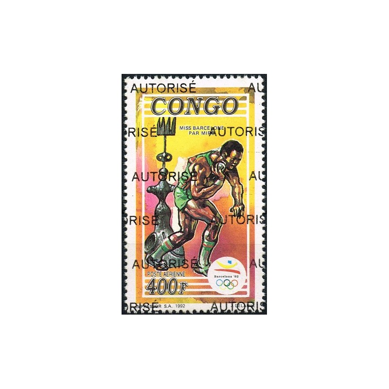Congo 1998 - Mi 1549 - surcharge AUTORISE - Jeux Olympiques Barcelone - sculpture Miro **