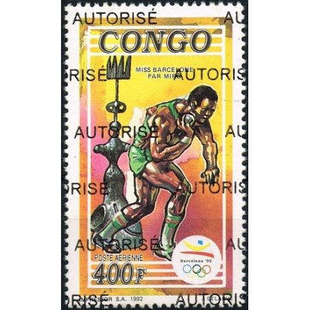 Congo 1998 - Mi 1549 - surcharge AUTORISE - Jeux Olympiques Barcelone - sculpture Miro **