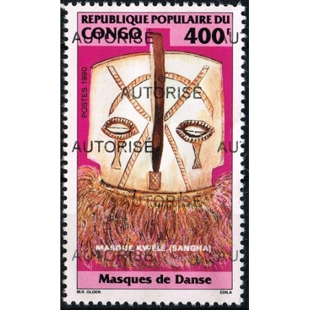 Congo 1998 - Mi 1548 - surcharge AUTORISE - masque de danse Kwélé **