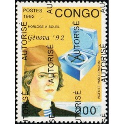 Congo 1998 - Mi A 1521 - local overprint AUTORISE - V.Y. Pinzon - sun clock - Génova'92 - MNH