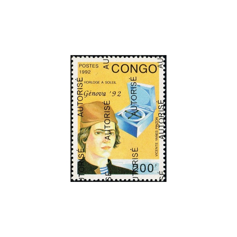 Congo 1998 - Mi A 1521 - local overprint AUTORISE - V.Y. Pinzon - sun clock - Génova'92 - MNH