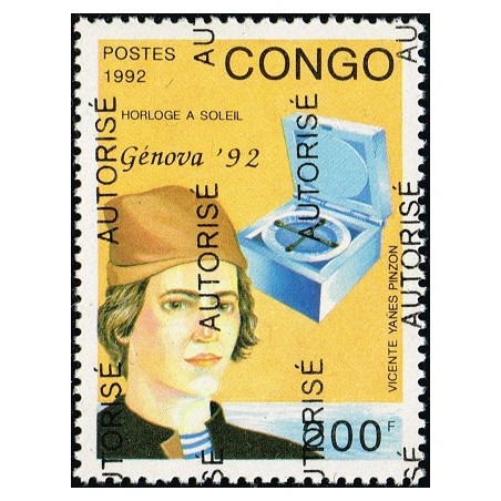 Congo 1998 - Mi A 1521 - local overprint AUTORISE - V.Y. Pinzon - sun clock - Génova'92 - MNH