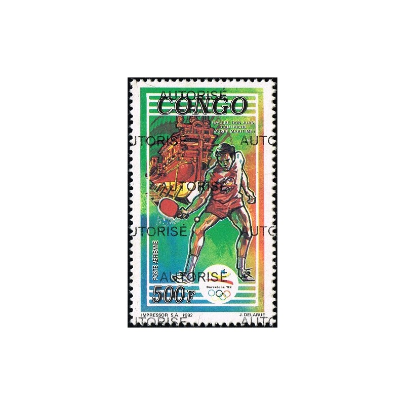 Congo 1998 - Mi 1551 - local overprint AUTORISE - Barcelona Summer olympics - Ship: galley - MNH