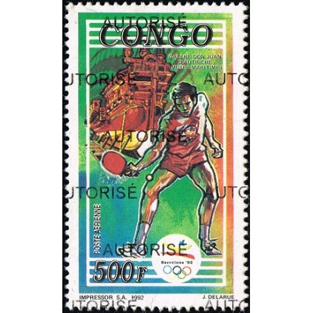 Congo 1998 - Mi 1551 - local overprint AUTORISE - Barcelona Summer olympics - Ship: galley - MNH