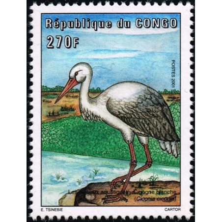 Congo 2001 - Mi 1744 - Aquatic birds: White Stork - MNH