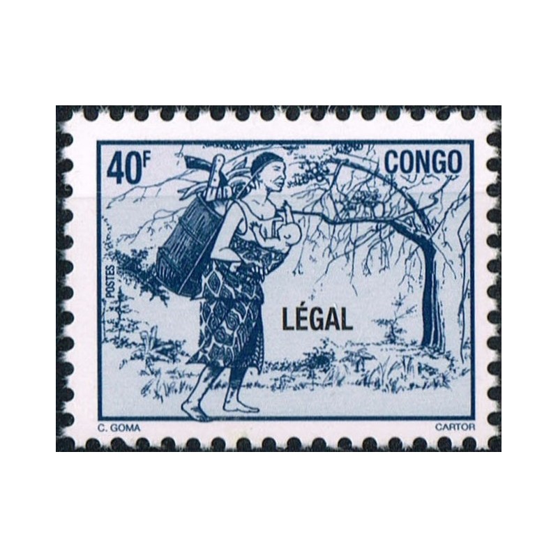 Congo 1998 - Mi 1561 - local overprint LEGAL - Mother carrying baby - 40 f blue - MNH