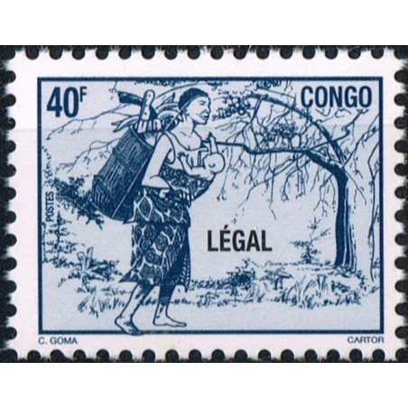 Congo 1998 - Mi 1561 - local overprint LEGAL - Mother carrying baby - 40 f blue - MNH