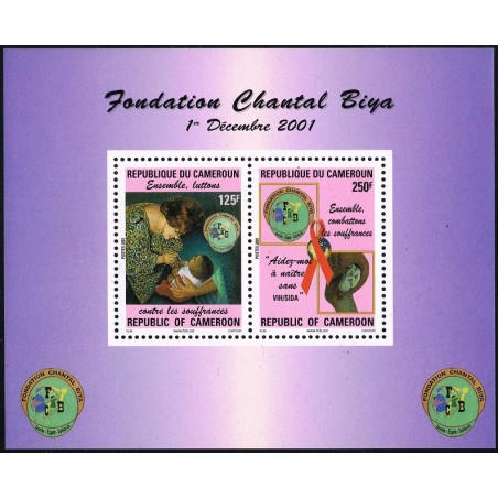 Cameroon 2001 - Mi 1244 / 1243 A block 34 - Chantal Biya Foundation (sheetlet) - MNH - CV 150 €