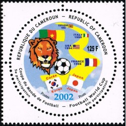 Cameroun 2002 - Mi 1245 - Football : coupe du monde Japon - Corée 2002 (timbre rond) ** - cote 50 €