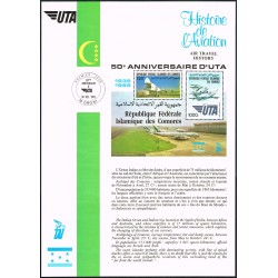 Comoros 1985 1987 1988 - Air travel history - 50 years UTA - Rolland Garros - 4 sheetlets RARE - MNH