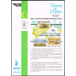 Comores 1985 1987 1988 - Histoire de l'aviation - UTA - Rolland Garros - 4 feuillets spéciaux RARE **