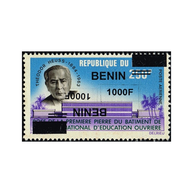 Bénin 2009 - Mi 1633 x - surcharge locale 1000 f - Theodor Heuss ** - DOUBLE SURCHARGE