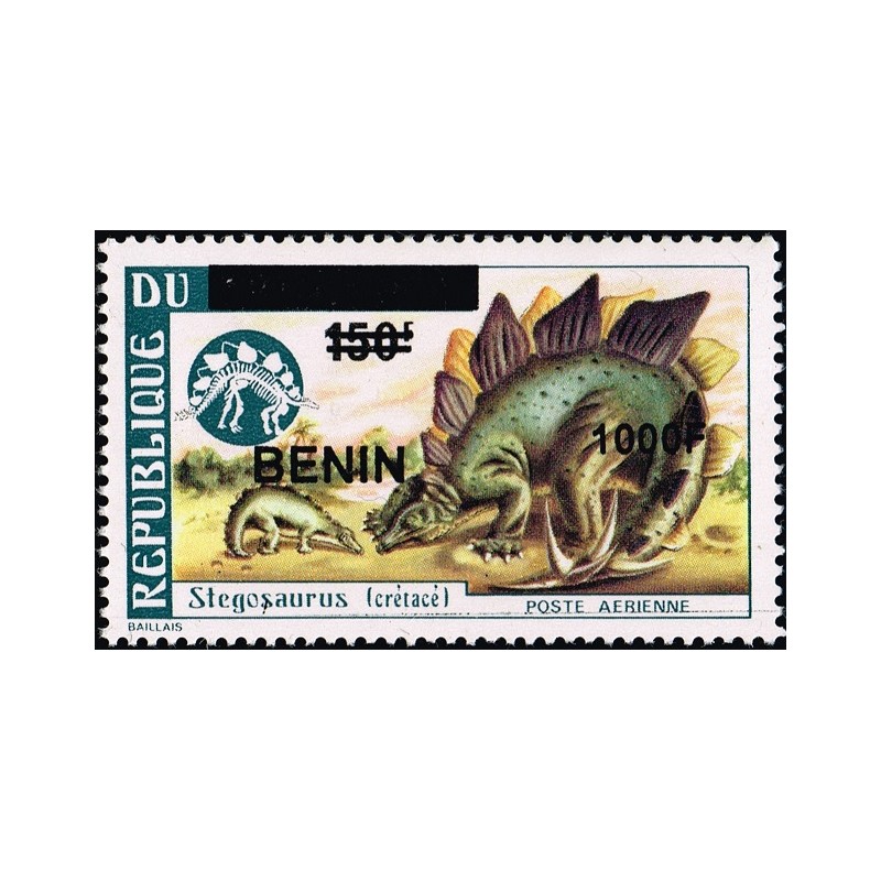 Benin 2009 - Mi 1631 - local overprint 1000 f - Dinosaur: Stegosaurus - MNH - CV 100 €