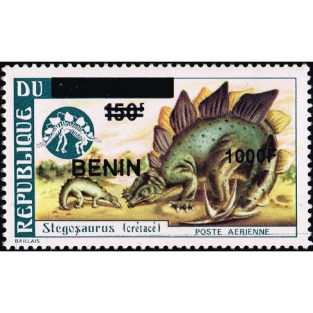 Bénin 2009 - Mi 1631 - surcharge locale 1000 f - Dinosaure : Stégosaure ** - cote 100 €