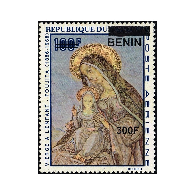 Bénin 2009 - Mi 1559 - surcharge locale 300 f - Vierge à l'enfant par Foujita ** - cote 40 €