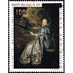 Benin 2009 - Mi 1561 - local overprint 300 f - Woman playing stringed instrument, by Watteau - MNH - CV 40 €