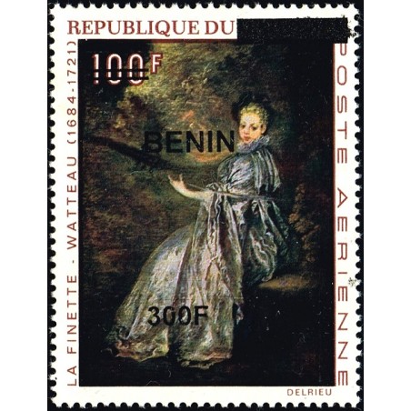 Bénin 2009 - Mi 1561 - surcharge locale 300 f - la finette (musicienne) par Watteau ** - cote 40 €